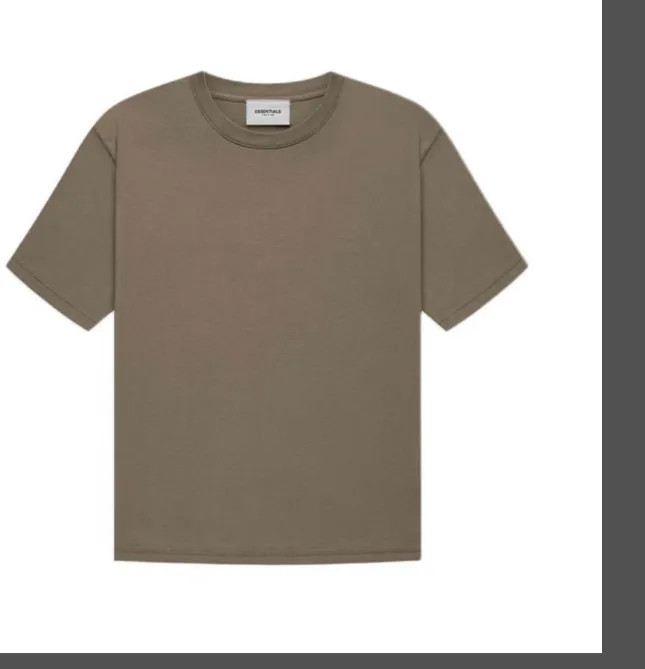 Fear of God Essentials FOG FW21 S s Tee Back Letter LOGO Silicone Printed Round Neck Cotton Short Sleeve T-shirt Grey Green Grey Brown Turmeric S M L XL