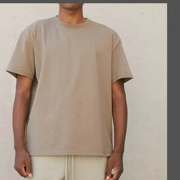 Fear of God Essentials FOG FW21 S s Tee Back Letter LOGO Silicone Printed Round Neck Cotton Short Sleeve T-shirt Grey Green Grey Brown Turmeric S M L XL