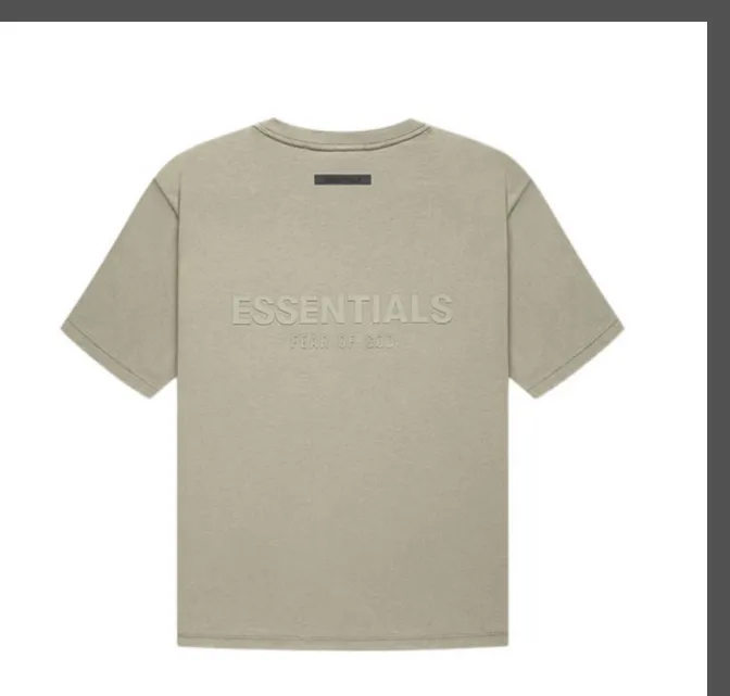 Fear of God Essentials FOG FW21 S s Tee Back Letter LOGO Silicone Printed Round Neck Cotton Short Sleeve T-shirt Grey Green Grey Brown Turmeric S M L XL