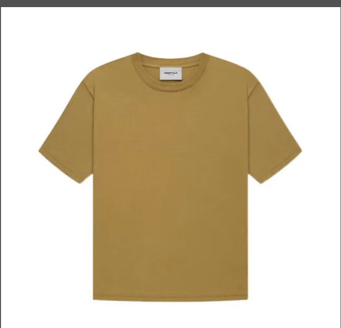 Fear of God Essentials FOG FW21 S s Tee Back Letter LOGO Silicone Printed Round Neck Cotton Short Sleeve T-shirt Grey Green Grey Brown Turmeric S M L XL