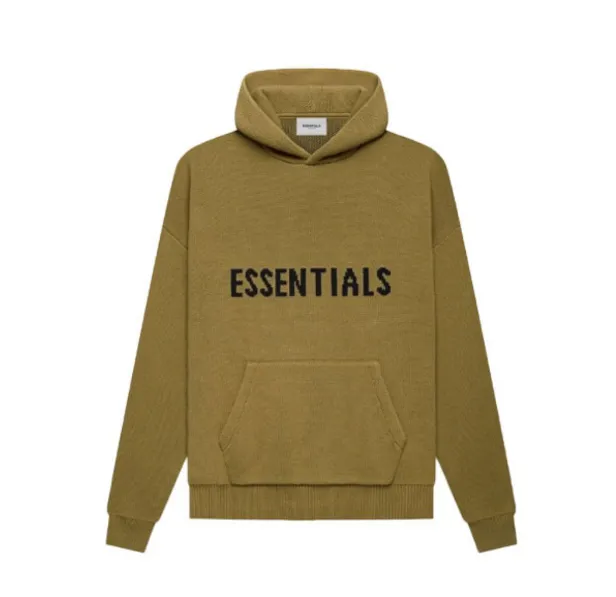 Fear of God Essentials FOG FW21 Knit Pullover Solid Color Letter Logo Knitted Hoodie Sweater Grey Green Grey Brown Turmeric S M L XL