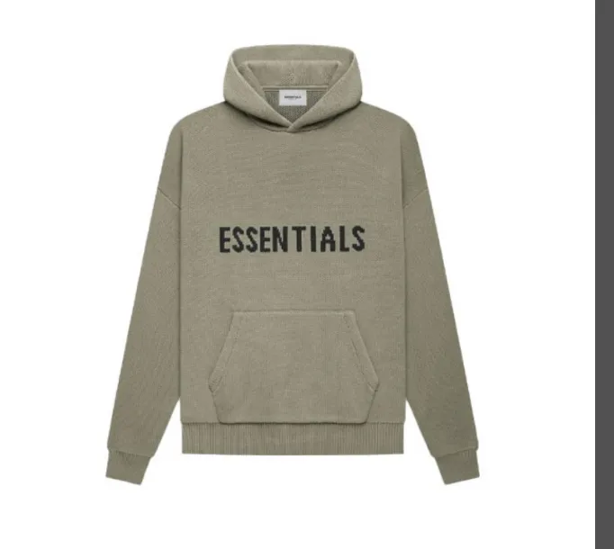 Fear of God Essentials FOG FW21 Knit Pullover Solid Color Letter Logo Knitted Hoodie Sweater Grey Green Grey Brown Turmeric S M L XL