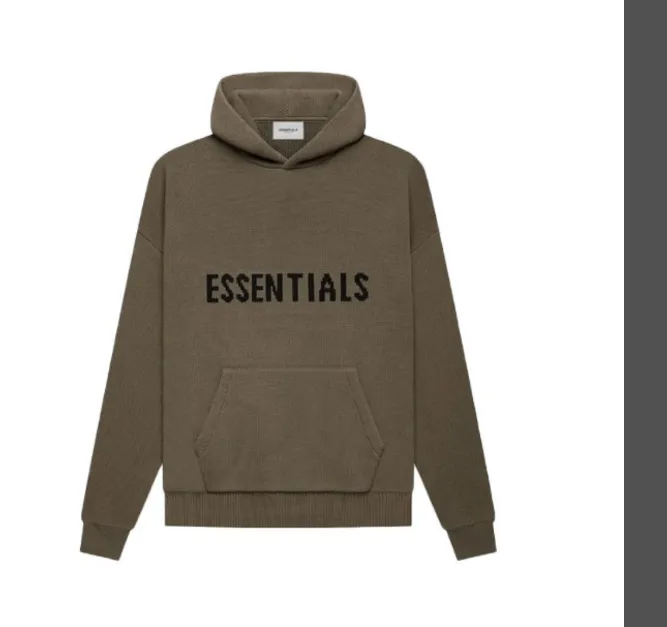 Fear of God Essentials FOG FW21 Knit Pullover Solid Color Letter Logo Knitted Hoodie Sweater Grey Green Grey Brown Turmeric S M L XL