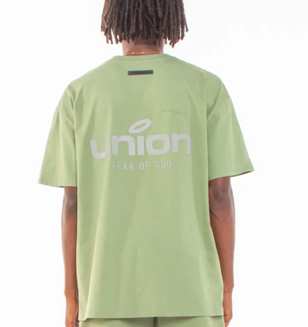 Fear of God Essentials x Union LA FOG Collaboration FW21 Vintage Tee Letter Logo Printed Short Sleeve T-shirt Black Green White Tea Green S M L XL