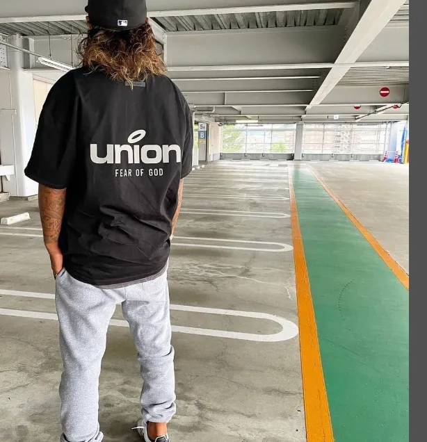 Fear of God Essentials x Union LA FOG Collaboration FW21 Vintage Tee Letter Logo Printed Short Sleeve T-shirt Black Green White Tea Green S M L XL