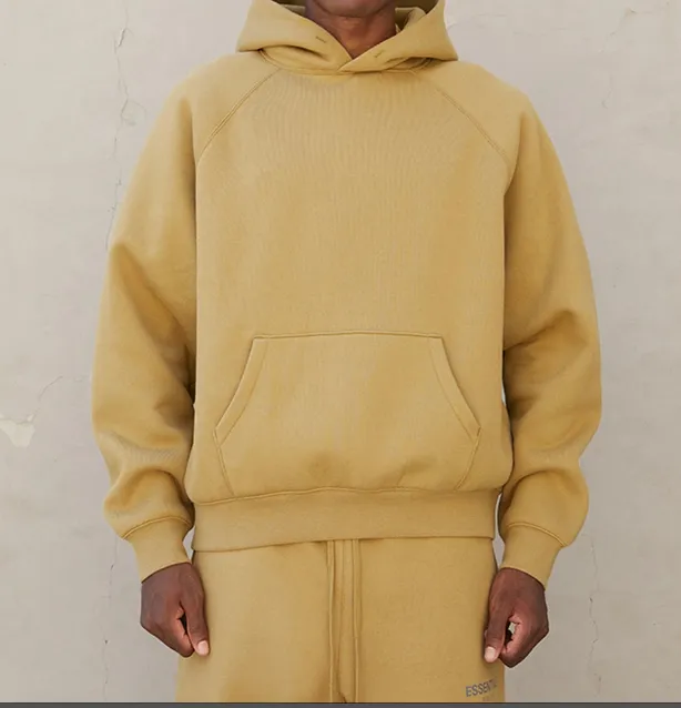 Fear of God Essentials FOG FW21 Pullover Hoodie Double Line Back Letter LOGO Silicone Printed Velvet Hoodie Hoodie Grey Green Grey Brown Turmeric S M L XL