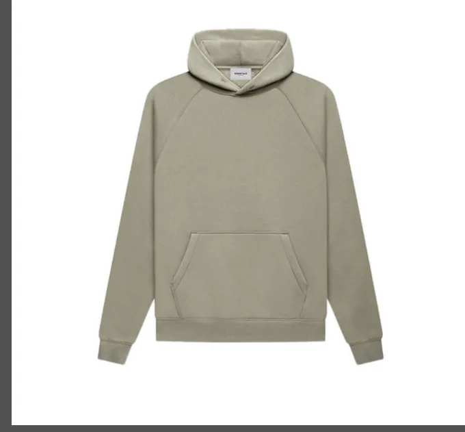 Fear of God Essentials FOG FW21 Pullover Hoodie Double Line Back Letter LOGO Silicone Printed Velvet Hoodie Hoodie Grey Green Grey Brown Turmeric S M L XL