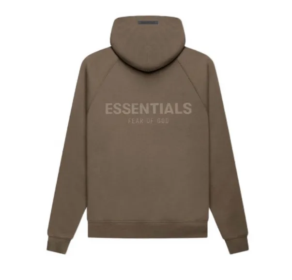 Fear of God Essentials FOG FW21 Pullover Hoodie Double Line Back Letter LOGO Silicone Printed Velvet Hoodie Hoodie Grey Green Grey Brown Turmeric S M L XL