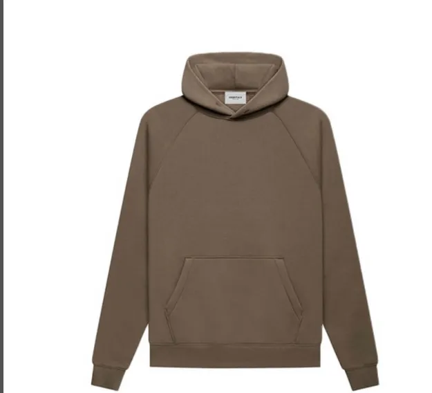 Fear of God Essentials FOG FW21 Pullover Hoodie Double Line Back Letter LOGO Silicone Printed Velvet Hoodie Hoodie Grey Green Grey Brown Turmeric S M L XL