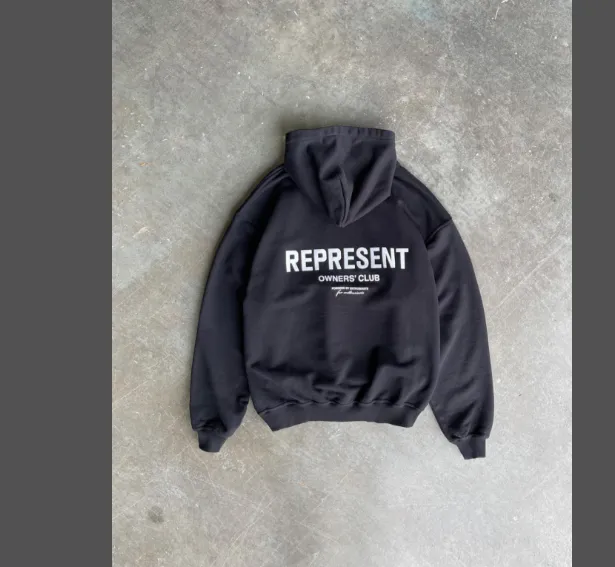 REPRESENT OWNERS CLUB Simple Letter Logo High Street Hoodie Black Warm White Colorful Blue S-XL