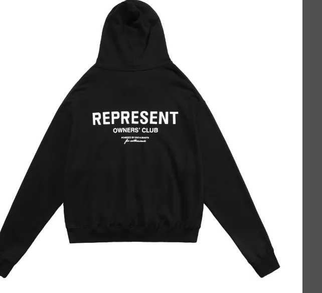 REPRESENT OWNERS CLUB Simple Letter Logo High Street Hoodie Black Warm White Colorful Blue S-XL