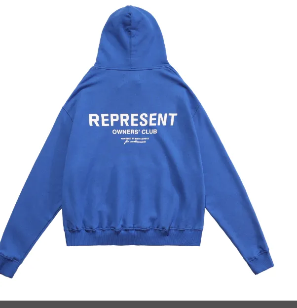 REPRESENT OWNERS CLUB Simple Letter Logo High Street Hoodie Black Warm White Colorful Blue S-XL