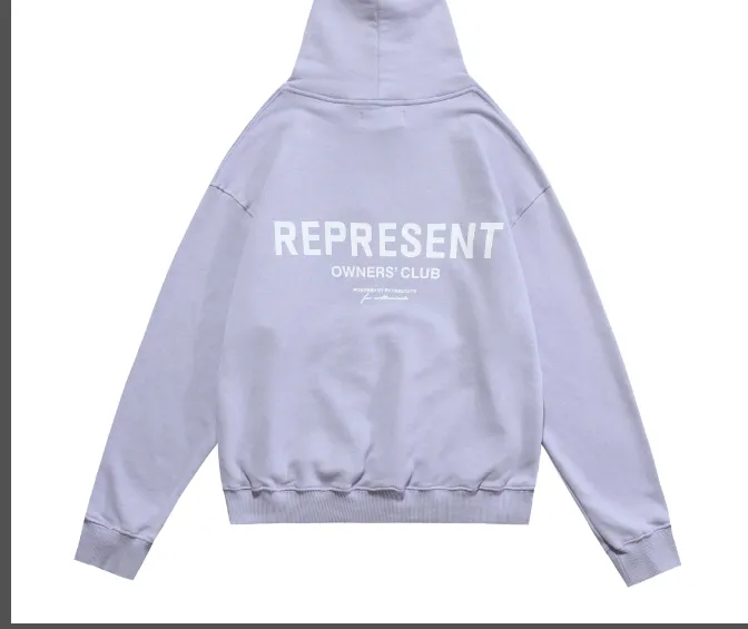 REPRESENT OWNERS CLUB Simple Letter Logo High Street Hoodie Black Warm White Colorful Blue S-XL