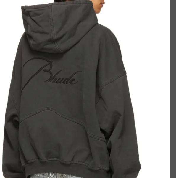 RHUDE Capsule Zipper Letter Logo Embroidery Hoodie Coat Black Dark Grey S-XL