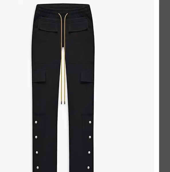 RHUDE drawstring workwear buckle high street pants black S-XL