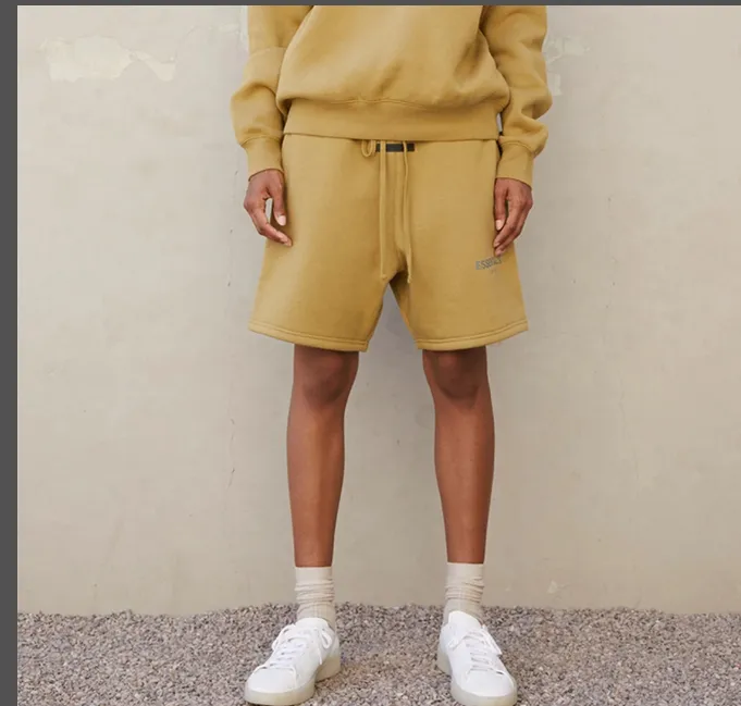 Fear Of God Essentials FW21 FOG Double Thread Drawstring Loose Sports Shorts Grey Green Turmeric Grey Brown S M L XL