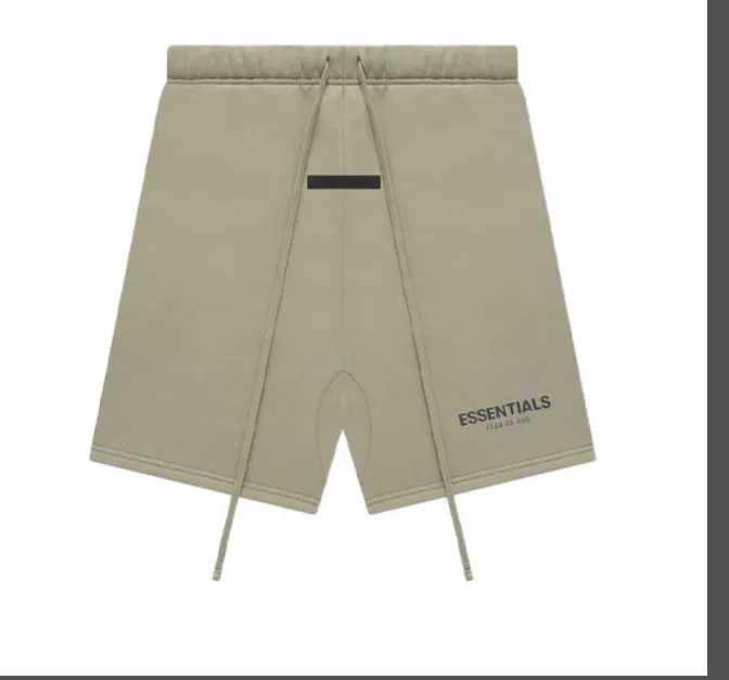 Fear Of God Essentials FW21 FOG Double Thread Drawstring Loose Sports Shorts Grey Green Turmeric Grey Brown S M L XL