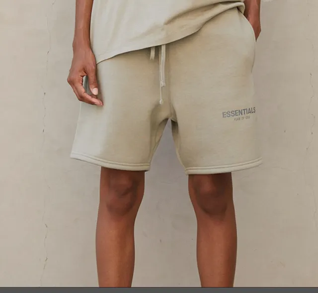 Fear Of God Essentials FW21 FOG Double Thread Drawstring Loose Sports Shorts Grey Green Turmeric Grey Brown S M L XL