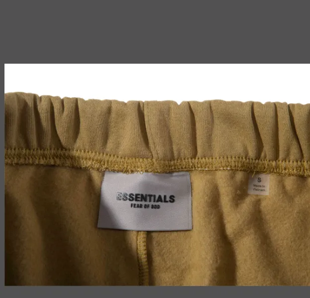 Fear Of God Essentials FW21 FOG Double Thread Drawstring Loose Sports Shorts Grey Green Turmeric Grey Brown S M L XL