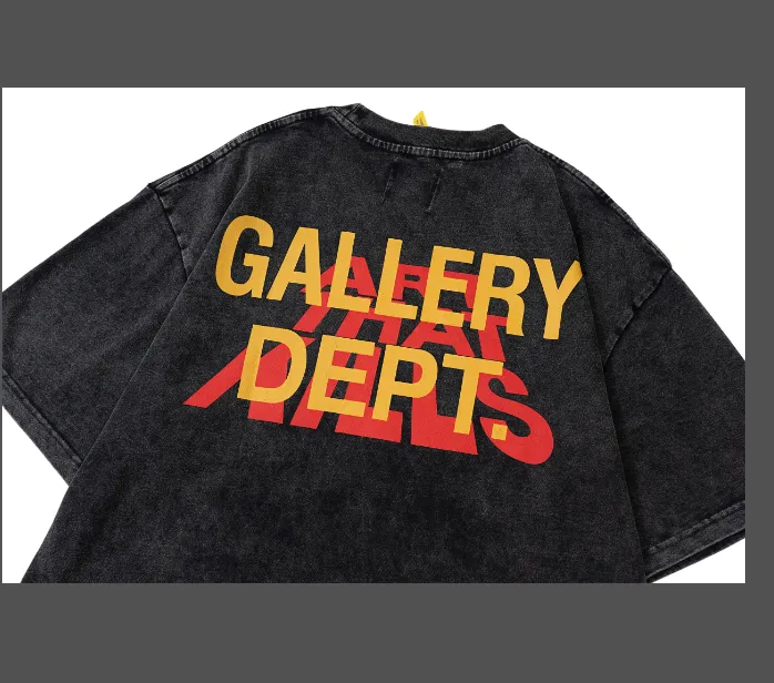 GALLERY DEPT vintage ATK rainbow letter printed short sleeved T-shirt black S-XL