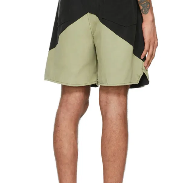 RHUDE Retro Letter Logo Printed Marlboro Two tone Splicing Drawstring Shorts Splicing S-XL