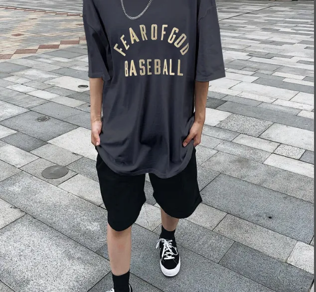 FEAR OF GOD 7th Season Main Line FOG High Street Vintage Plush Printed Short Sleeve Premium Grey Cement White Black S-XL