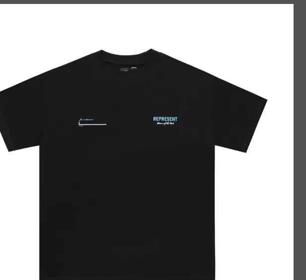 REPRESENT Spring Summer Blue Slogan Letter Logo Printed Short Sleeve T-shirt Black S-XL