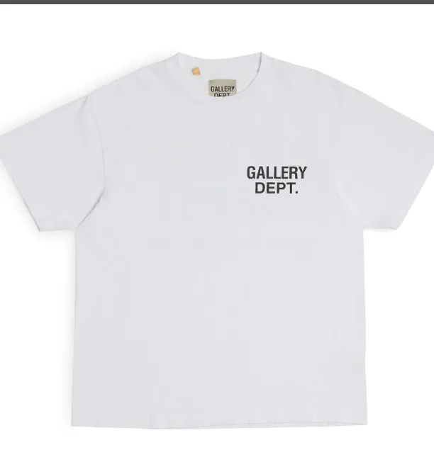 Gallery Depot. Classic Souvenir Tee Classic Logo Printed Retro Trendy Round Neck Short Sleeve T-shirt Black White Rice Apricot Sky Blue Fruit Green Deep Green S M L XL