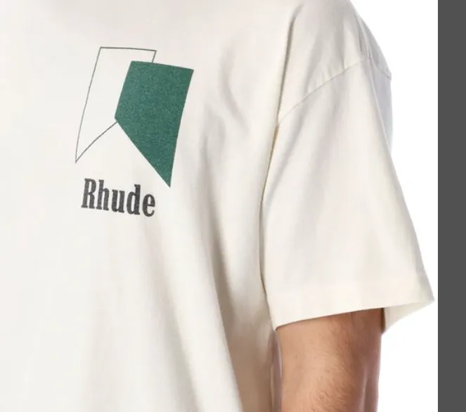 RHUDE TRACK LOGO TEE Pattern Printed Short Sleeve T-shirt White Black S M L XL