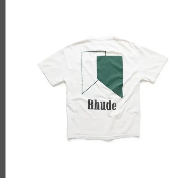 RHUDE TRACK LOGO TEE Pattern Printed Short Sleeve T-shirt White Black S M L XL