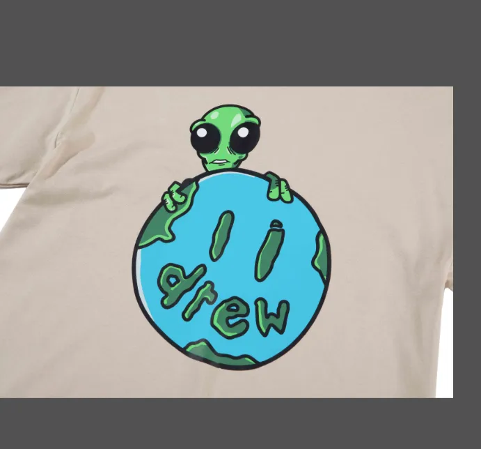 DREAM HOUSE ALLEN THE ALIEN Ss TEE Alien Earth Printed Round Neck Cotton Short sleeved T-shirt Light Camel Light Pink S M L XL