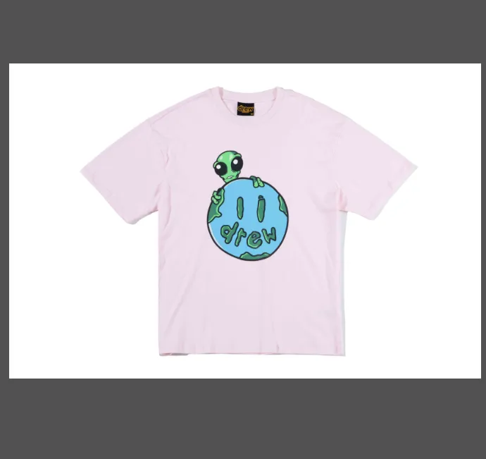 DREAM HOUSE ALLEN THE ALIEN Ss TEE Alien Earth Printed Round Neck Cotton Short sleeved T-shirt Light Camel Light Pink S M L XL