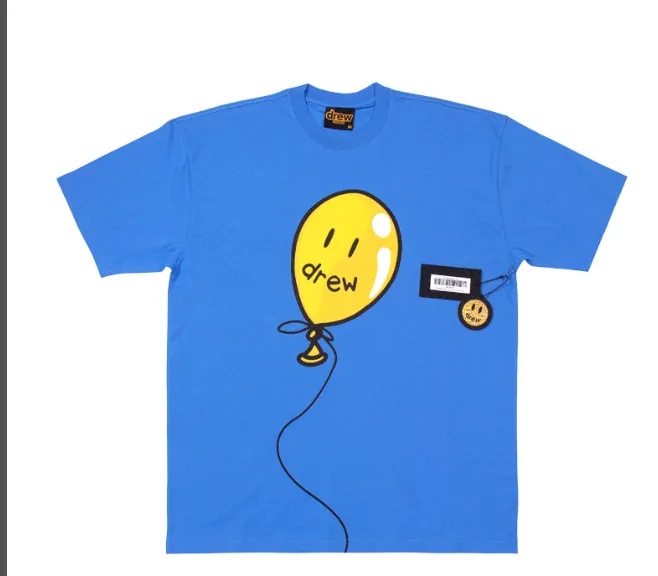 DREAM HOUSE JOY Ss TEE Balloon Pattern LOGO Printed Round Neck Cotton Short Sleeve T-shirt Color Blue Black S M L XL