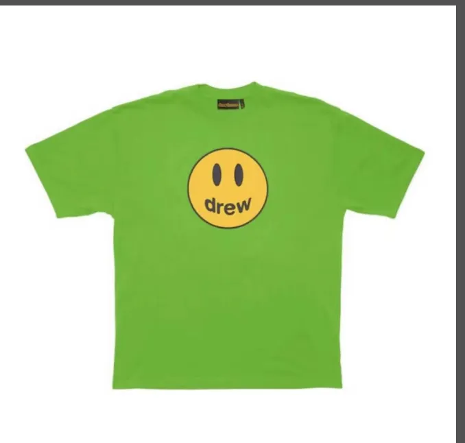 DREW HOUSE 22SS Mascot tee New Color Smile Logo Printed Short Sleeve T-shirt Bieber Same Style Apple Green Watermelon Red Coffee Brown S M L XL