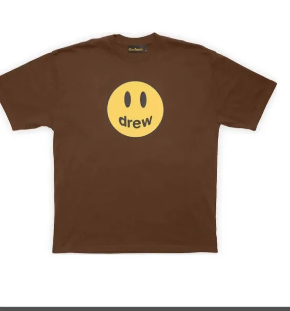 DREW HOUSE 22SS Mascot tee New Color Smile Logo Printed Short Sleeve T-shirt Bieber Same Style Apple Green Watermelon Red Coffee Brown S M L XL