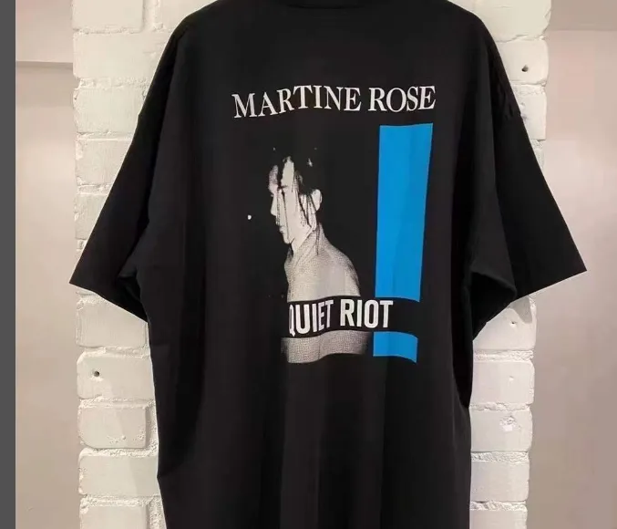 Martine Rose Portrait Letter Logo Printed Short sleeved T-shirt Black and White S-XL