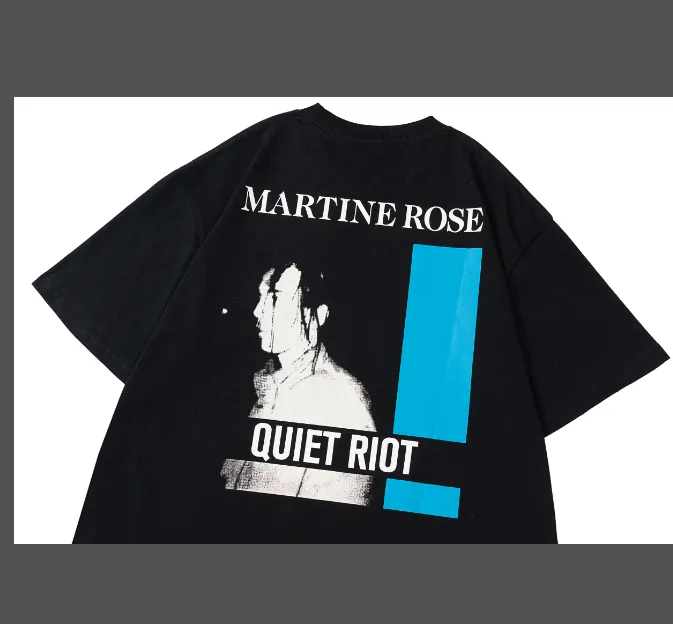 Martine Rose Portrait Letter Logo Printed Short sleeved T-shirt Black and White S-XL