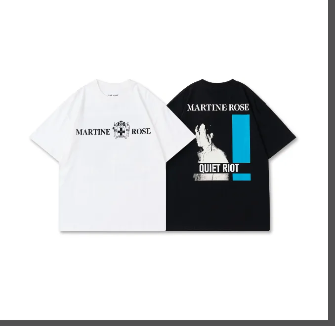 Martine Rose Portrait Letter Logo Printed Short sleeved T-shirt Black and White S-XL