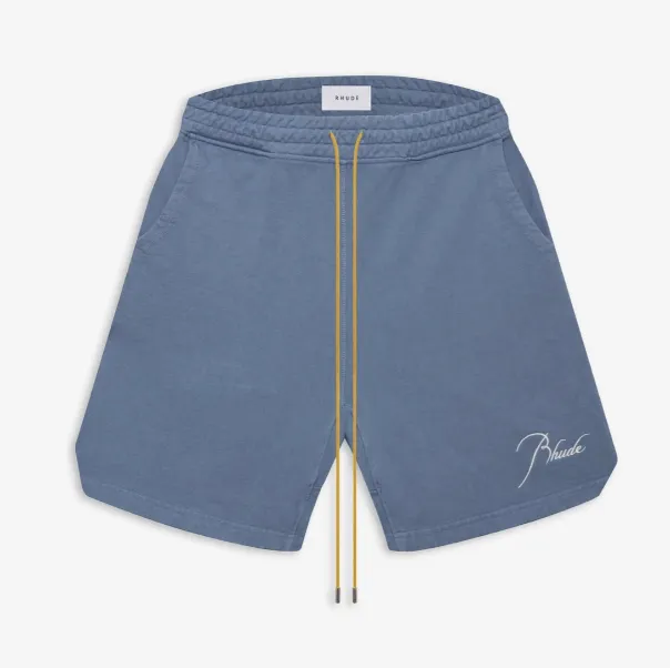 RHUDE Spring Summer Embroidered Logo Retro High Street Drawstring Shorts Apricot Light Blue Dark Green Black S-XL