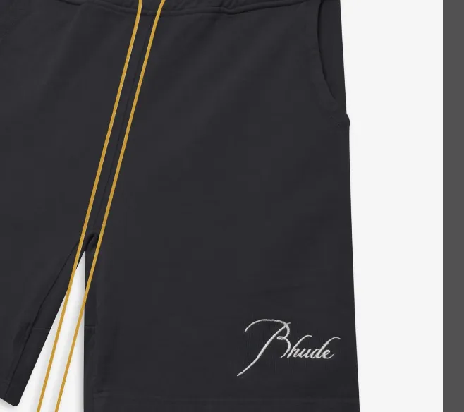 RHUDE Spring Summer Embroidered Logo Retro High Street Drawstring Shorts Apricot Light Blue Dark Green Black S-XL