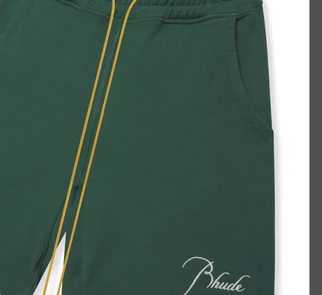 RHUDE Spring Summer Embroidered Logo Retro High Street Drawstring Shorts Apricot Light Blue Dark Green Black S-XL