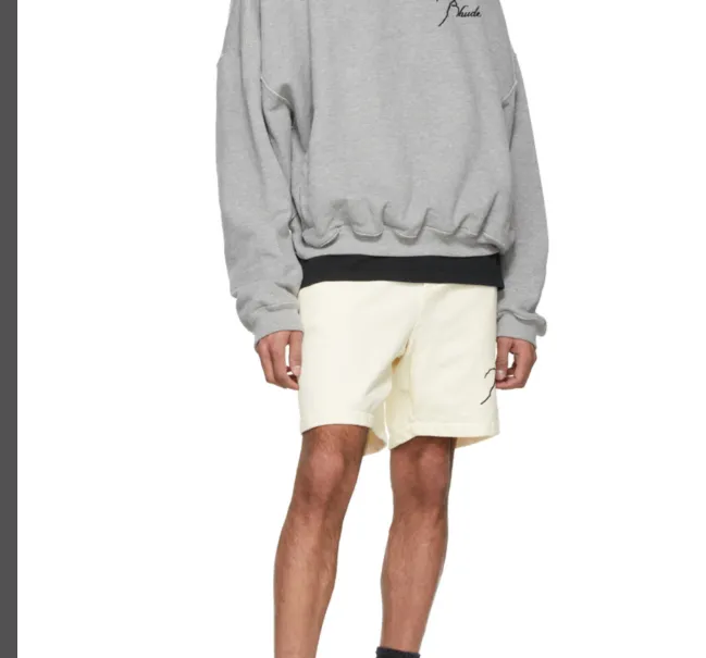 RHUDE Spring Summer Embroidered Logo Retro High Street Drawstring Shorts Apricot Light Blue Dark Green Black S-XL