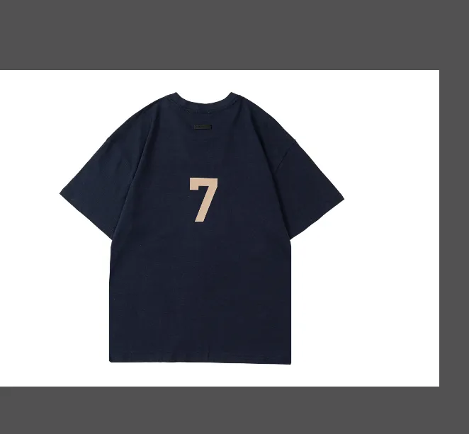 FEAR OF GOD 7 Tee Season 7 Main Line Number 7 Plush Printed Short Sleeve T-shirt Red Navy Blue Cement White Blue Black S-XL