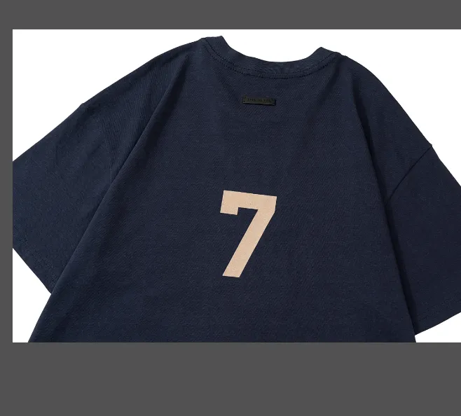 FEAR OF GOD 7 Tee Season 7 Main Line Number 7 Plush Printed Short Sleeve T-shirt Red Navy Blue Cement White Blue Black S-XL