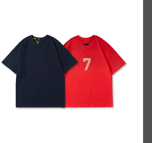 FEAR OF GOD 7 Tee Season 7 Main Line Number 7 Plush Printed Short Sleeve T-shirt Red Navy Blue Cement White Blue Black S-XL