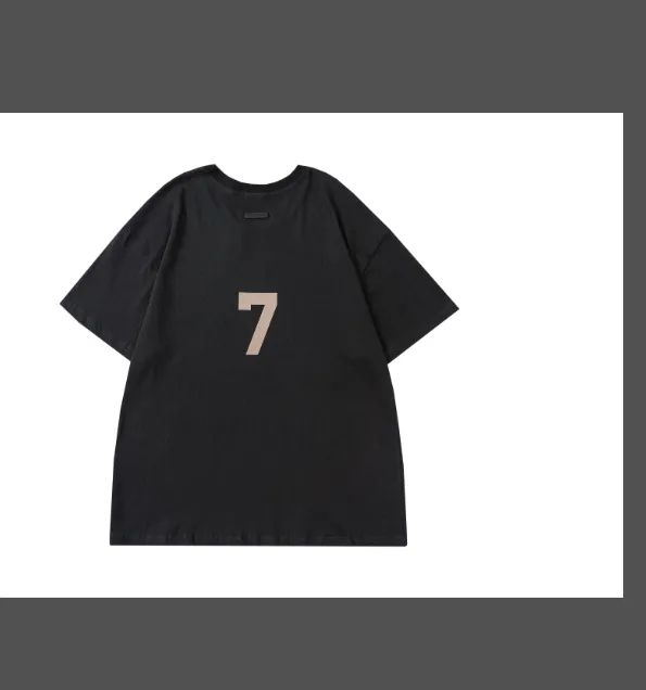 FEAR OF GOD 7 Tee Season 7 Main Line Number 7 Plush Printed Short Sleeve T-shirt Red Navy Blue Cement White Blue Black S-XL