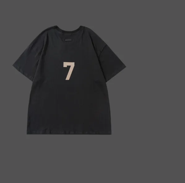 FEAR OF GOD 7 Tee Season 7 Main Line Number 7 Plush Printed Short Sleeve T-shirt Red Navy Blue Cement White Blue Black S-XL