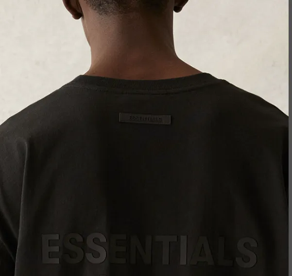 FEAR OF GOD 21SS ESSENTIALS Double Lined Back Silicone Letter Printed Short Sleeve T-shirt Black beige Medium Grey God Grey Brown Light Grey S M L XL