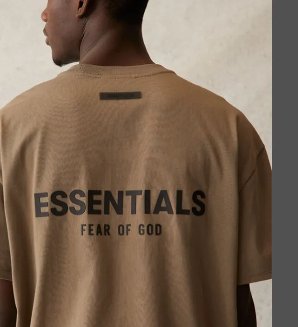 FEAR OF GOD 21SS ESSENTIALS Double Lined Back Silicone Letter Printed Short Sleeve T-shirt Black beige Medium Grey God Grey Brown Light Grey S M L XL