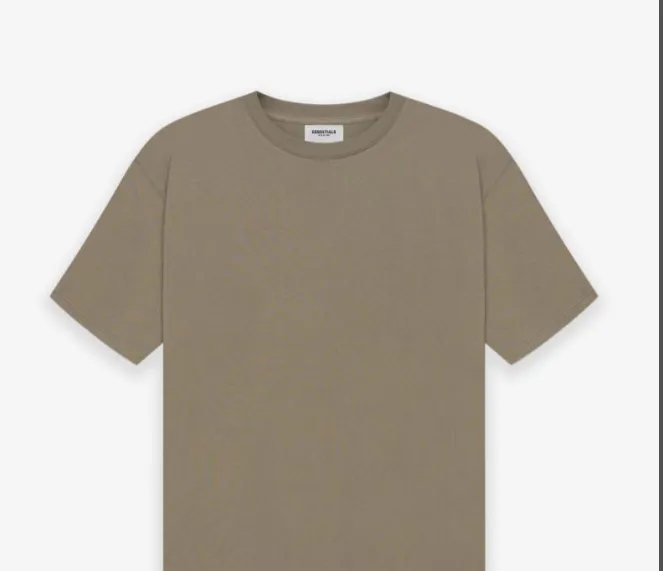 FEAR OF GOD 21SS ESSENTIALS Double Lined Back Silicone Letter Printed Short Sleeve T-shirt Black beige Medium Grey God Grey Brown Light Grey S M L XL